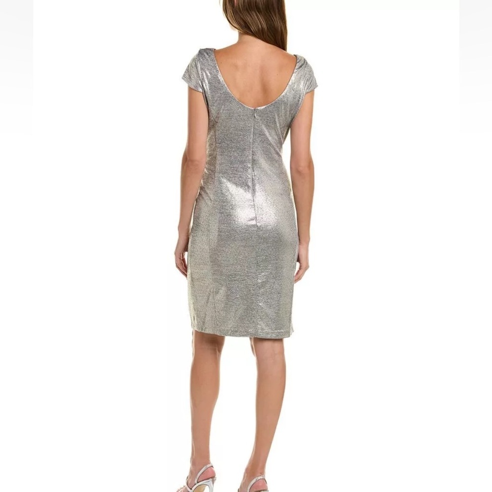 TAHARI ASL Women's Draped Back Metallic Cocktail
Dress - Picture 2 of 5